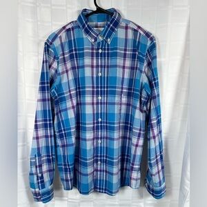 NWT Gap Men’s Plaid Button Up Shirt Blue and Purple Men’s Medium